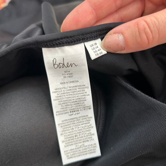 $139 Boden Black Padded Ruffle One Shoulder One Piece Swimsuit 14 Minimalist - Picture 5 of 5